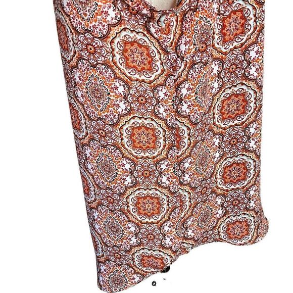 DR2 Daniel Rainn Womens Medium Pullover V Neck Top Orange Geometric Print - Picture 7 of 15